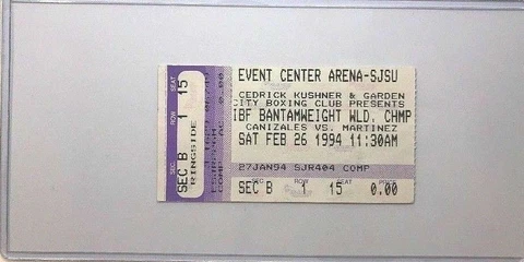 Orlando Canizales vs Gerardo Martinez Ticket stub w/ Hard Plastic Holder BOXING Cover