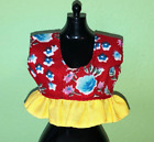 Barbie Doll Clothes Red Top Shirt Blouse Yellow Ruffle Sleeveless Flowers T805