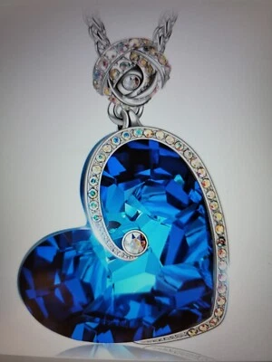 Collar Colgante J.NINA Corazón Azul Rosa Cristal Austriaco (17"+2") Sin Níquel Foto 1 de 4