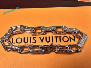 Louis Vuitton Monogram Canvas Silver Tone 8.5" LV Pin Bracelet - Picture 1 of 3