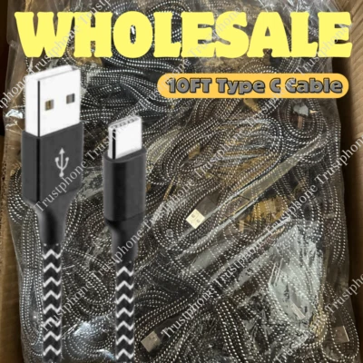 Wholesale 10ft USB Type C Fast Charger Cable Charging Cord For Samsung iPhone 15 - Image 1 of 4