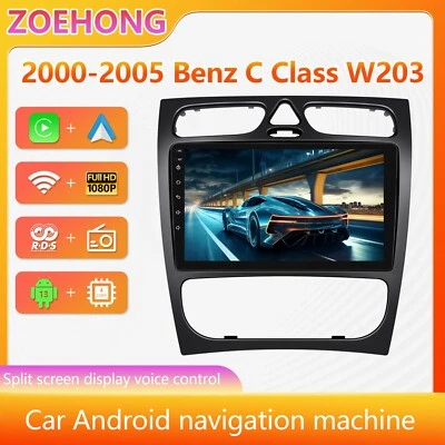 For MERCEDES BENZ C Class W203 W209 9" Android 13 Car GPS Stereo Radio CarPlay - Image 1 of 4