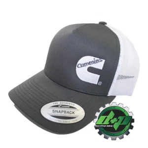 Cummins trucker mesh summer cummings hat ball cap snap back gray and white - Picture 1 of 2