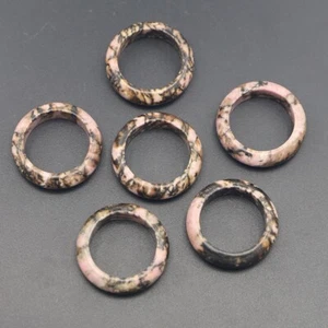 1pc Vibrant Rhodonite Polished Crystal Ring Magic Reiki Healing Amulet - Picture 1 of 7