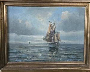 Charming Sten Bille Oil Painting "Sailing The High Seas" Danish Seascape - Picture 1 of 13