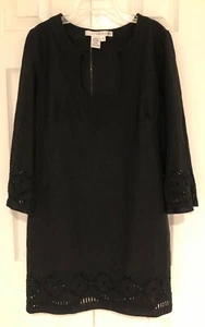 Studio M Women's Black Eyelet Dress Size - M - Pretty Neck Line & Sleeves - Picture 1 of 11