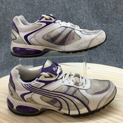 Puma Zapatos Mujer 8 Tenis para Correr 18533503 Blanco Púrpura Cuero Con Cordones Foto 1 de 4