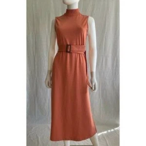 Prologue Women's Dress Large Sleeveless Mock Neck Orange Belted S - Picture 1 of 11