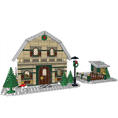 MOC: Modular Building: House and Barn for Winter Village Series 746 Pieces - Image 1 of 4
