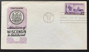 1948 FDC CENTENARY WISCONSIN TO STATEHOOD MADISON WISCONSIN SCOTT #957 - Picture 1 of 2