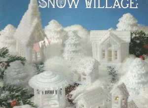 Plastic Canvas Pattern Snow Village Winter Scene Gazebo Chapel Cottage House E24 - Picture 1 of 3