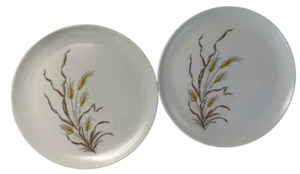 Miramar Melmac Made In CA Wheat Print Plates Set Of 2 Unique Vintage - Picture 1 of 19