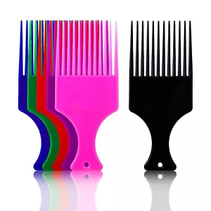 6PCS Plastic Afro Pick Comb Set Wide-Tooth Styling Combs for Curly Hair - Picture 1 of 7