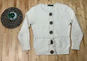 Cárdigan suéter The Limited talla S para mujer color tostado botón a presión corbata frontal mezcla de lana  - Imagen 1 de 4