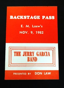 Jerry Garcia Backstage Pass Worcester Mass MA 11/9/82 11/9/1982 Grateful Dead JG - Imagen 1 de 14