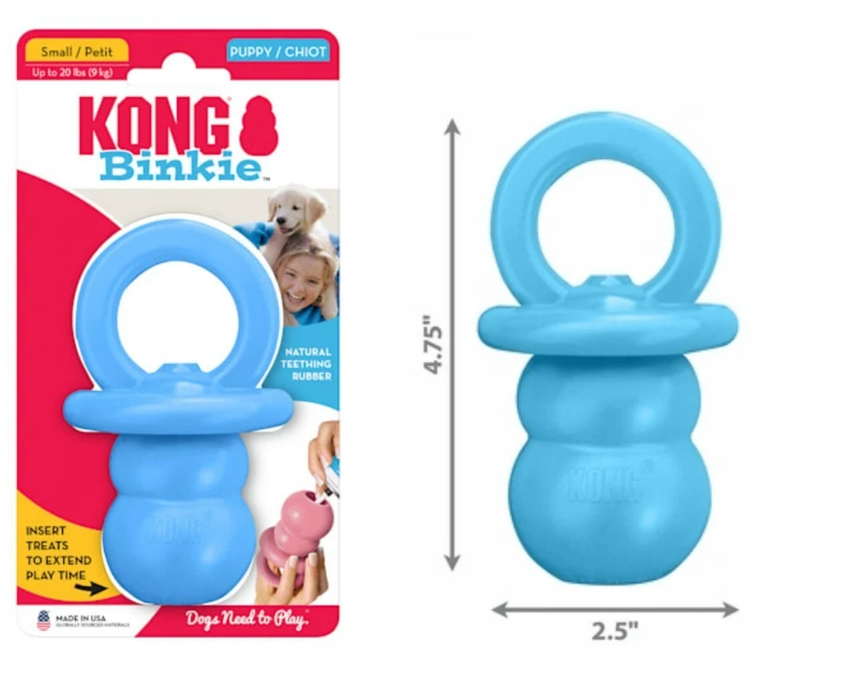 KONG Binkie Small Blue - Soothes Puppy Gums Fun Chew Dog Toy & Treat Dispenser - Image 1 of 1