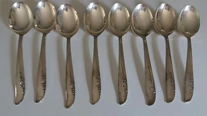 Rogers Silverplate Soup Spoons, 1957 Lilac Time ONEIDA Set of 8 - Picture 1 of 1