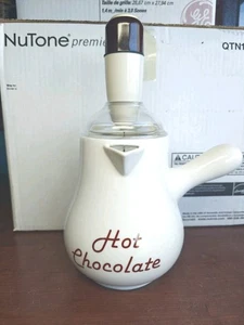 Weiße Keramik 8" heiße Schokolade Krug Topf mit Deckel & Mixer funktioniert super neuwertig!! - Bild 1 von 15