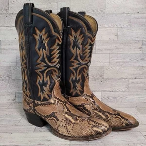 Herren Vintage Tony Lama Western Braun Schlangenleder Leder Cowboy Stiefel Größe 10 - Bild 1 von 12