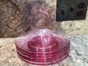 Tiffin Franciscan WISTERIA Luncheon Glass Plate 8 1/8 Inches Set 6 - Picture 1 of 4