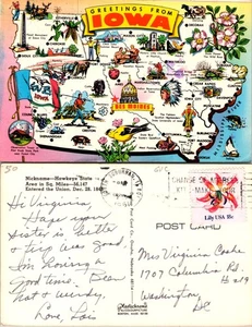 Postal rara de Des Moines Iowa con monumentos históricos y escena de la ciudad - Imagen 1 de 1