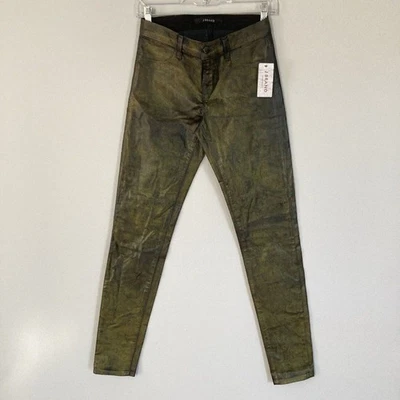 J Brand Jeans Womens 25 Super Skinny Coated Black Tar Dark Bronze Metallic‎ NEW - Image 1 of 4