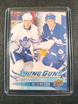 2016-17 Upper Deck Canvas Auston Matthews William Nylander Young Guns Checklist - Image 1 of 2