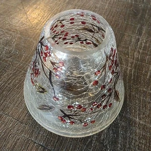 Yankee Candle Agrifoglio Berry Neve Natale Crackle Vetro Smerigliato Barattolo Topper Paralume - Foto 1 di 6