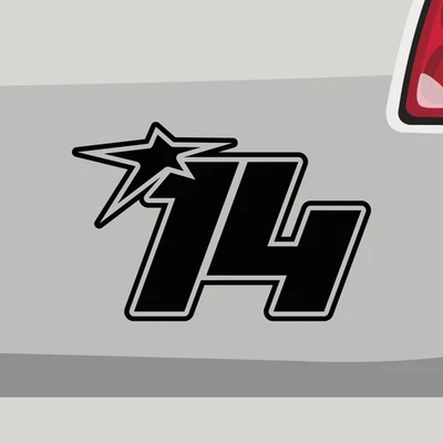 STICKERFREAKS Aufkleber Startnummer 14 mit Stern Zahl Race Bike Sticker Kleber Auto Motorrad
