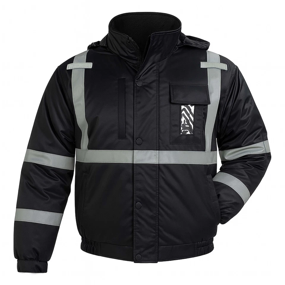 Chaquetas reflectantes de alta visibilidad para hombre, chaqueta de seguridad impermeable con bolsillo Foto 1 de 1