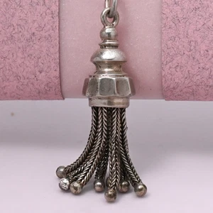 Antique Victorian Etruscan Revival Silver Tassel Fob Charm Pendant - Picture 1 of 6