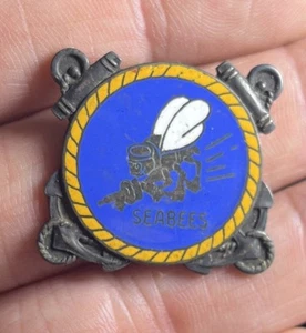 WWll US Navy USN Seabees Sterling Silver Sweetheart Pin 1” - Picture 1 of 3