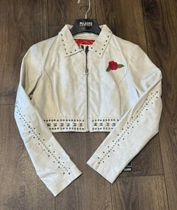 Guns N Roses Jacket Size L Wilsons Leather Womens Vintage Rock NWT Distressed - Picture 1 of 12