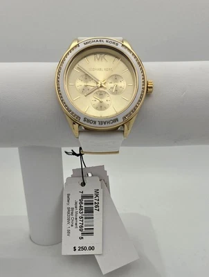 Michael Kors MK7267 Women's Jessa Gold Dial White Strap Multifunction Watch 40mm - Image 1 of 4
