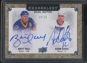 Upper Deck Chronology Brett Hull 2018 Adam Oates 4/25 autógrafo automático  - Imagen 1 de 2