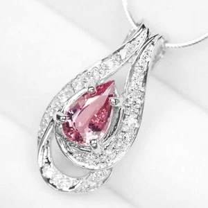 Baby Rosa Turmalin Selten 1Ct Anhänger 925 Sterling Silber Handarbeit Feinschmuck - Bild 1 von 9
