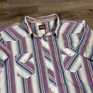 Vintage Wrangler Boutonné Homme Multicolore Taille 4XB Cowboy Western Extérieur - Photo 1/6