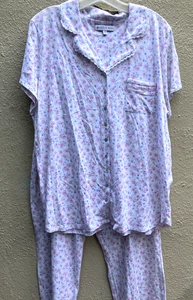 Neu mit Etikett Eileen West Pyjama-Set 100 % BAUMWOLLE FLANELL XL 2-teilig kurzärmelig Taschen - Bild 1 von 11