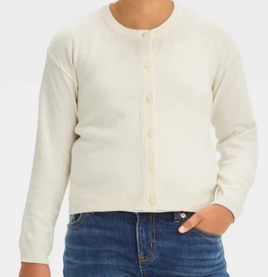 Cat & Jack Button Front Cardigan Sweater -Cream-Girl's Size L (10/12) NEW - Image 1 of 2