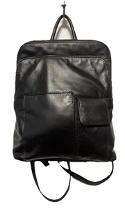 Wilsons Leather Pelle Studio Soft Black Leather Backpack Zip Pocket Medium-Small - Picture 1 of 11
