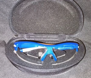 Oakley Clear Sunglasses? Safety?  Frame: Radar Blue /White frames W/Case Shown - Picture 1 of 7