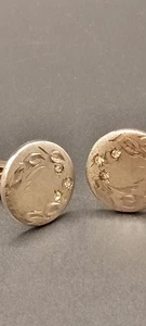 Vintage Anson Sterling Silver Cuff Links Round Etched Design - Picture 1 of 7