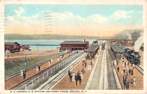 1925 NY Central RR Station & Ferry House Beacon NY post card Dutchess county - Picture 1 of 2