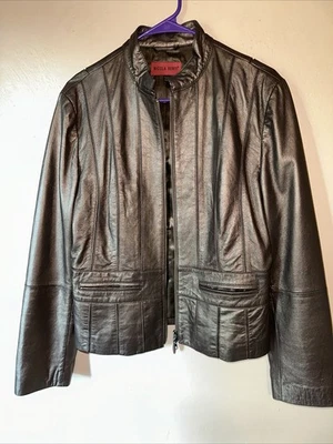 Nicola Berti  Womens XL Italian Genuine Leather Jacket Bronze - Image 1 of 4