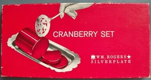 Wm ROGERS SILVERPLATE CRANBERRY SERVING SET w/ TRAY & SPOON SLICE N SERVE #99 - Picture 1 of 9