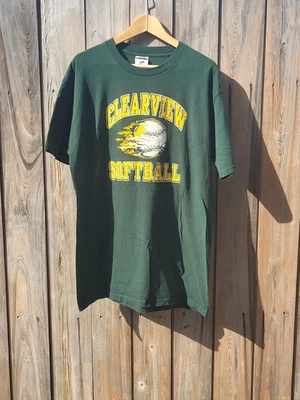 Camisa de softbol Clearview vintage talla grande béisbol en llamas  Foto 1 de 4