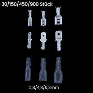 Flachstecker Flachsteckhülsen Spade Kabelschuh mit Isolation 2.8mm 4,8mm 6,3mm - Bild 1 von 13