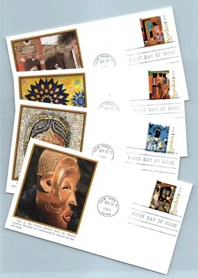 Romare Bearden 2011 collages de artistas Sc 4566-4569 FDC juego de 4 cachés Fleetwood Foto 1 de 3