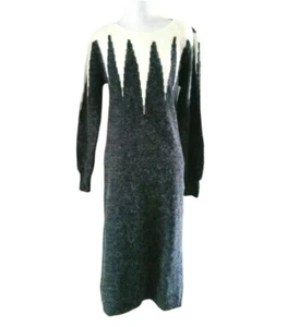 VINTAGE 60S 70S JOHN RICHARD NORDIC ANGORA SWEATER DRESS SZ M L 10 12 14 - Picture 1 of 7