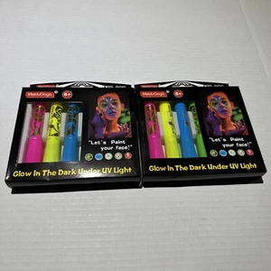 Pack Of 2 6 Pack Glow in the Dark Face Body Paint Glow Sticks 12 Markers - Picture 1 of 5